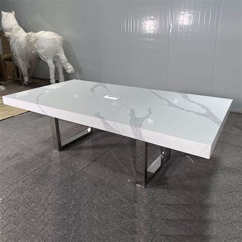 Custom Modern Luxury Marble Meeting Conference Table Corian Top