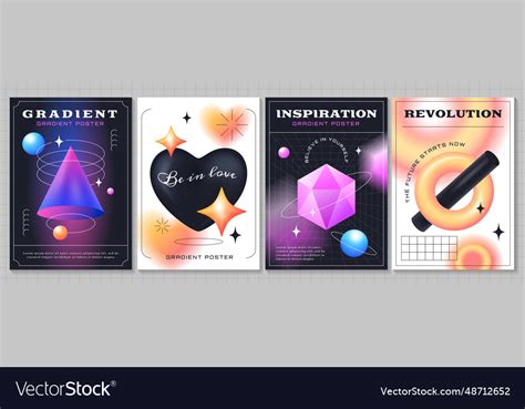 Poster template set with colorful 3d realistic Vector Image