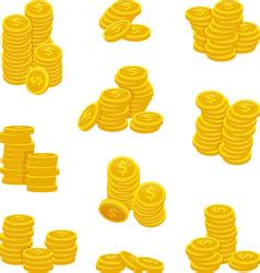 Isometric gold coins major currencies mix stack Vector Image