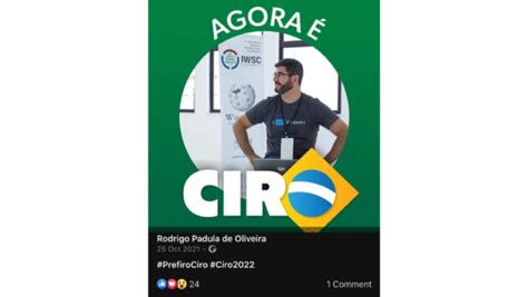 Militante de Ciro editor da Wikipédia que tentou eliminar o DCM será