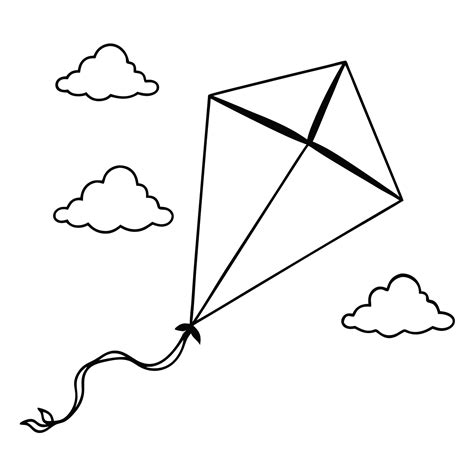 Beautiful Kite line drawing, Education and school kids coloring page ...