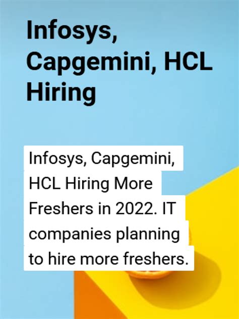 Infosys Capgemini HCL Hiring More Freshers In 2022 KickCharm