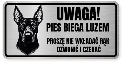 Uwaga Pies Tabliczka Ostrzegawcza 20x10 Doberman Partygrafia