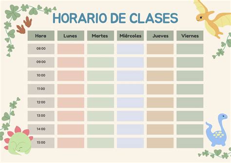 Plantilla De Planificador De Horario De Clases