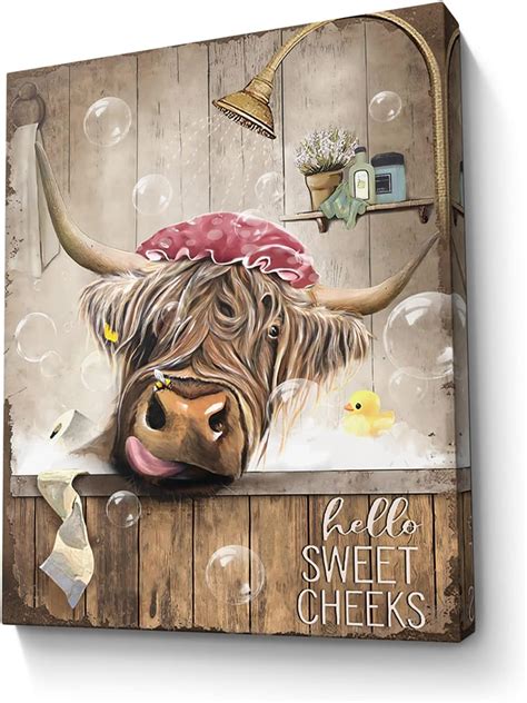 Amazon Highland Cow Bathroom Decor Wall Art Farmhouse Cow Bathroom