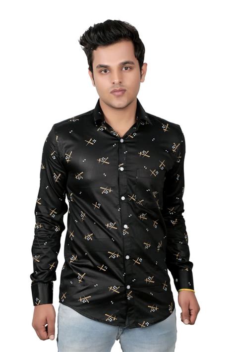 Black Collar Neck Vida Loca Satin Cotton Printed Shirt For Men At Rs 449 In Gurgaon