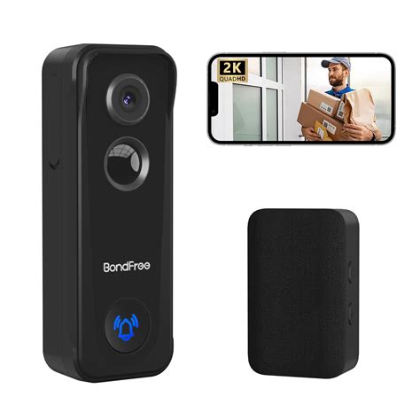 BondFree Wireless Doorbell Camera, 2K HD Video Doorbell, 5200mAH