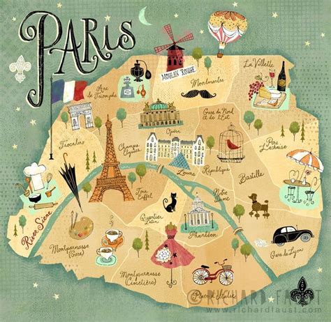 Paris 🇫🇷 ️ Illustrated Map Paris Map Paris Travel