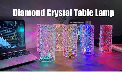 Crystal Diamond Table Lamp Rose Light Touch Control Bedside Lamp With