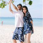 Higun Couple Matching Pattern Bikini Cover Up Dress Beach Shorts