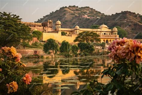 Premium Photo Amber Fort In Jaipur Rajasthan India Garden On Maota