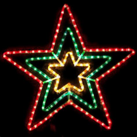 72cm Led 3 Layer Red Green Yellow Star Christmas Rope Light Motif