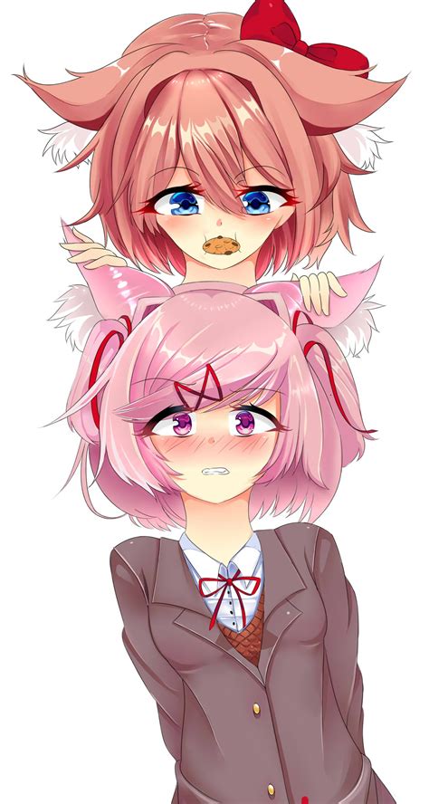 My Drawing Of The Cute Neko Natsuki And Neko Sayori Rddlc