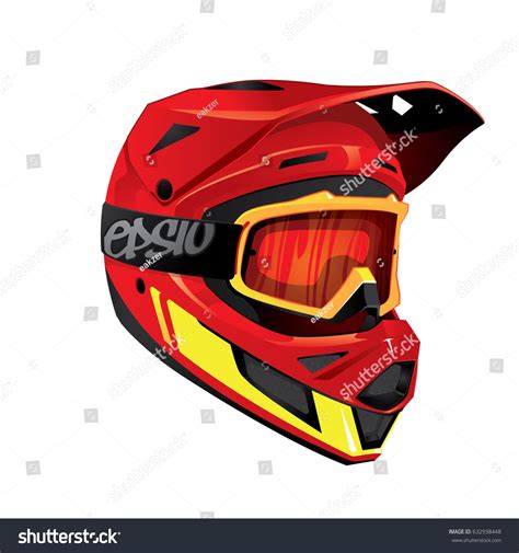 Red Helmet Full Face Downhill Mountain Stock Vector (Royalty Free ...