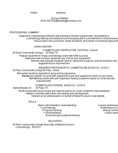 Excellent Cosmetology Resume Examples For 2024 Free Guide