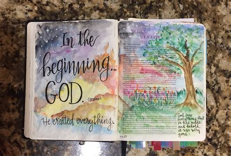 Genesis 1 Bible Art Journaling By Patjournals Bible Journaling