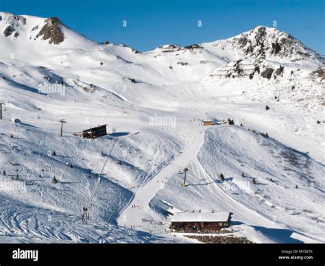 Skiing area in the Alps Stock Photo - Alamy