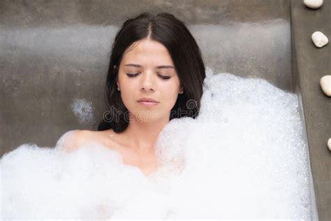 A Real Relax For A Modern Girl Beautiful Brunette Takes A Bath With