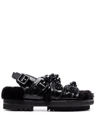 Simone Rocha Multi Strap Faux Fur Sandals Farfetch