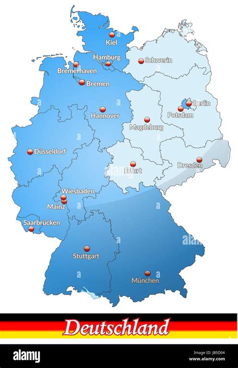 Deutschland Mit Unterteilung Ostwest Als Inselkarte In Blau Die Karte