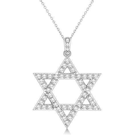 Diamond Jewish Star David Pendant Necklace K White Gold Ct Ad