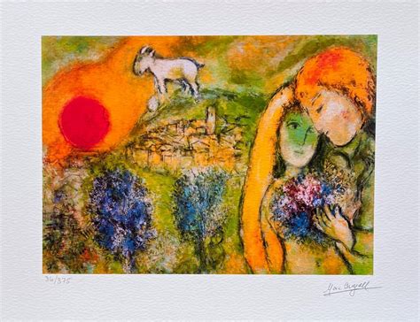 Marc Chagall Lovers At Vence Limited Edition Facsimile Signed Giclee