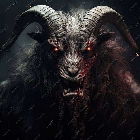 Premium Ai Image Image Of Angry Demon Goat Terrifying And Flames On