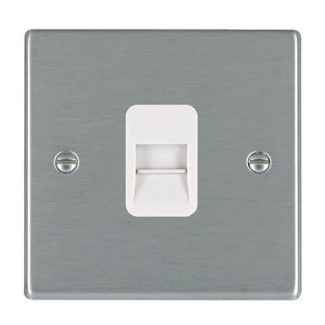 Hamilton Hartland Satin Steel 1 Gang Telephone Slave Socket With White Insert Ukes