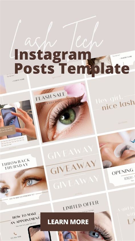 Lash Tech Instagram Post Templates Lashes Instagram Template Canva