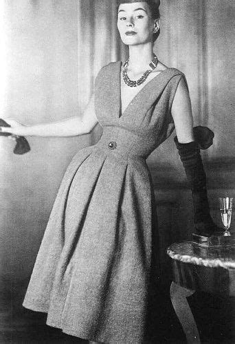 Anne Gunning Is Wearing A Gray Wool Day Dress By Christian Dior 1950