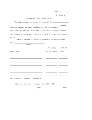 Fillable Online Hud Appendix Incumbency Certificate Format