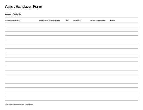 asset handover form template fill  sign  lumin