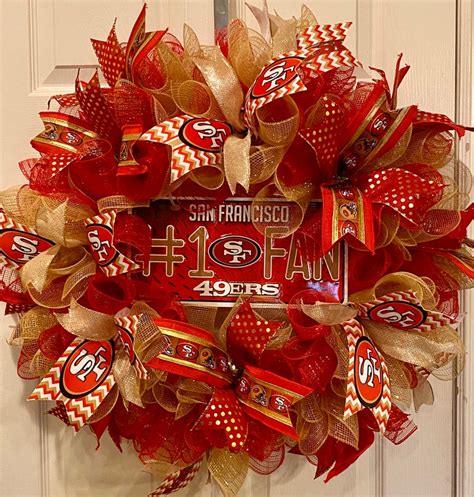 49ers Deco Mesh Wreath49ers Wreathsf 49ers Wreathnfl Etsy