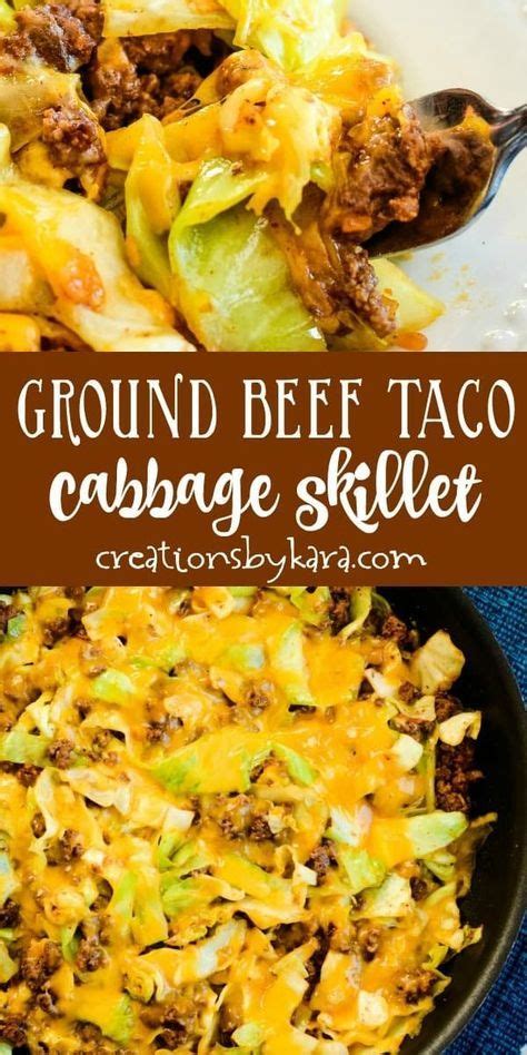 Ground Beef Taco Cabbage Skillet With Cheese And Lettuce