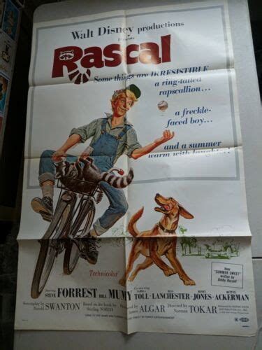 Walt Disney RASCAL movie poster Original One sheet 1969 ~ bin372 ...