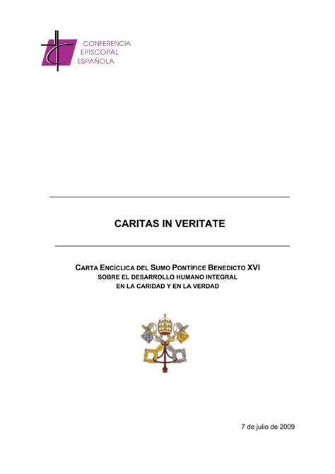 Pdf Caritas In Veritatecaritas In Veritate Carta Enc Clica Del Sumo