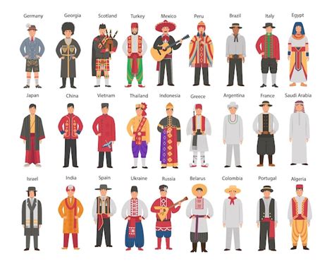 Premium Vector | Big set of man in folk costumes from different ...