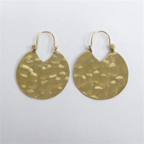 14k Gold Hammered Disc Earrings