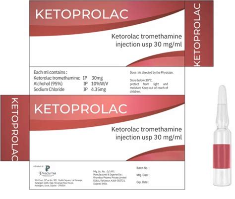 Ketorolac Tromethamine Injection Usp 30mgml At Rs 450box Ketorolac