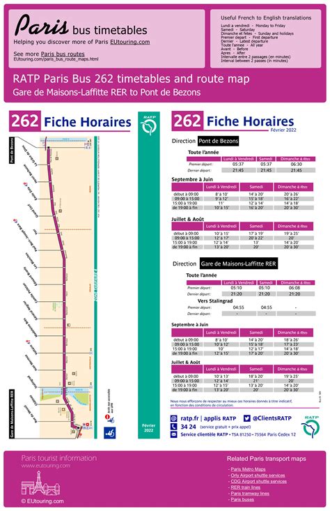 Paris bus maps and timetables for bus lines 260 to 269