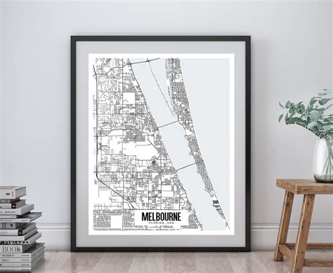 Melbourne Florida Map Printable Melbourne FL Map Art - Etsy