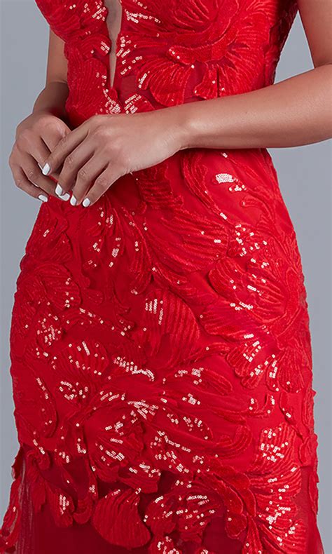 Long Red Lace Mermaid Prom Dress Promgirl