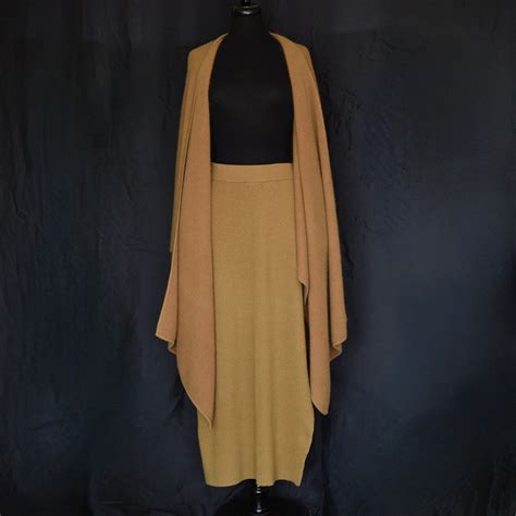 Andrea Jovine 1980s Ribbed Lambswool And Angora Poncho And Skirt Ensemble