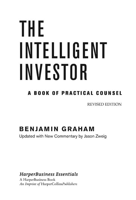 The Intelligent Investor The Definitive Book On Value Investing Epub