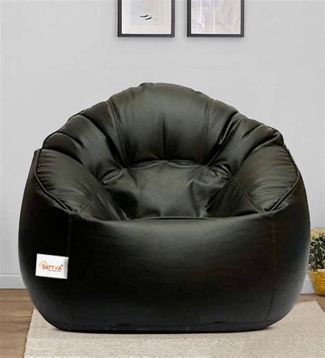 Buy Muddha Xxxl Leatherette Bean Bag With Beans In Black Colour At