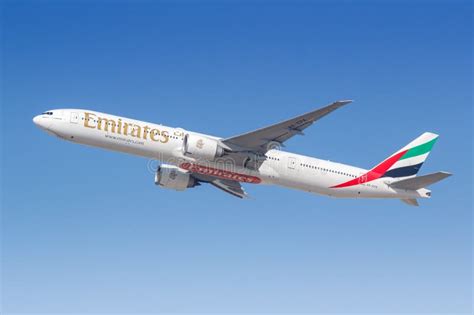 Emirates Boeing 777 300ER Airplane At Dubai Airport In The United Arab