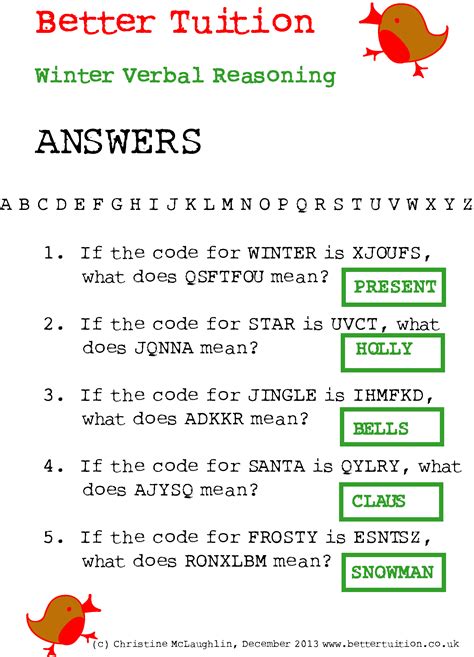 Verbal Reasoning Code Cracking Answers - Better Tuition