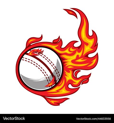 Cricket Ball Fire Logo Silhouette Club Royalty Free Vector