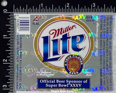 Miller Lite Super Bowl XXXV Beer Label