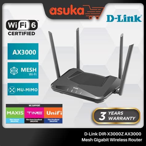 D Link DIR X3000Z AX3000 Mesh Gigabit Wireless Router D Link DIR X1560